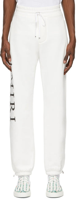 AMIRI White Large Logo Lounge Pants - Pantalon Logo Logo Blanc Amiri - Amiri 화이트 큰 로고 라운지 바지