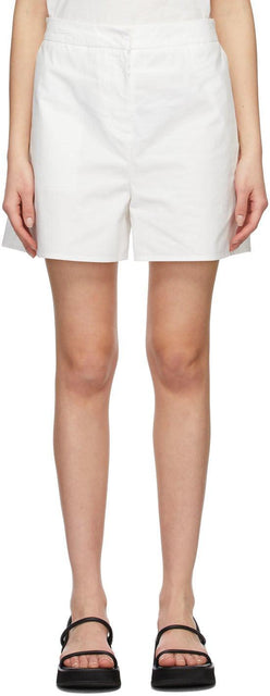 AMOMENTO White Cotton Shorts - Shorts de coton blanc amomento - Amomento White Cotton Shorts.