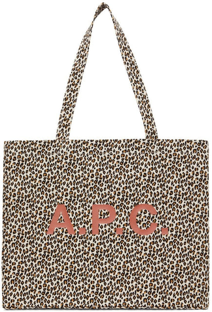 A.P.C. Beige Leopard Diane Shopping Tote - A.P.C. Beige Leopard Diane Shopping - a.p.c. 베이지 색 표범 다이앤 쇼핑 tote.