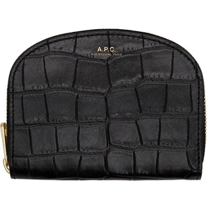 A.P.C. Black Croc Demi-Lune Coin Wallet - A.P.C. Portefeuille de pièces de monnaie noire Croc Demi-Lune - a.p.c. 블랙 악어 데미 - Lune 동전 지갑