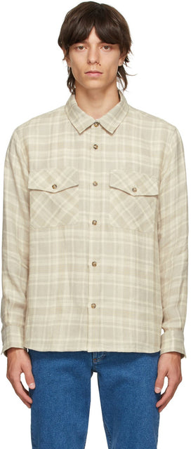 A.P.C. Grey Linen Check Conrad Shirt - A.P.C. Chemise de lin gris Chemise Conrad - a.p.c. 회색 린넨 체크 콘래드 셔츠