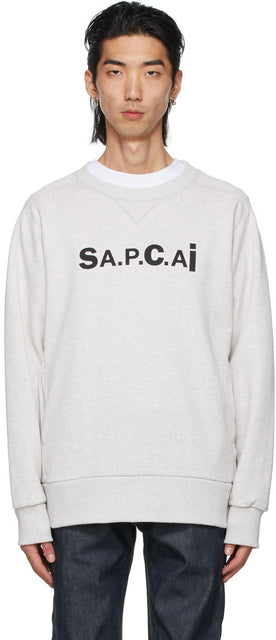 A.P.C. Grey Sacai Edition Tani Sweatshirt - A.P.C. Sweat-shirt gris Sacai Edition Tani - a.p.c. 회색 Sacai Edition 타니 스웨터