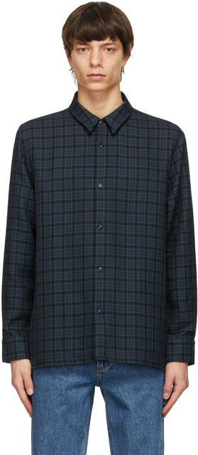 A.P.C. Navy Check Land Over Shirt - A.P.C. Navy Vérifiez la chemise sur la terre - a.p.c. 해군 체크 셔츠 오버 랜드