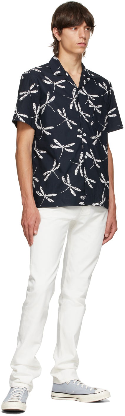 A.P.C. Navy Edd Poplin Short Sleeve Shirt