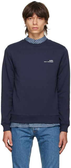 A.P.C. Navy Logo Crewneck Sweatshirt - A.P.C. Sweat-shirt Crewneck de Logo Navy - a.p.c. 해군 로고 Crewneck 스웨터