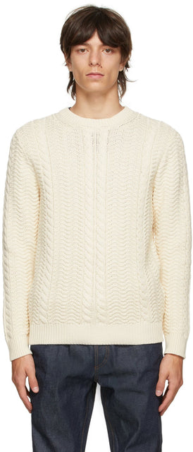 A.P.C. Off-White Cable Knit Clay Sweater - A.P.C. Pull en argile en tricot de câble blanc cassé - a.p.c. 오프 화이트 케이블 니트 클레이 스웨터