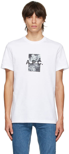 A.P.C. White Graphic Teddy T-Shirt - A.P.C. T-shirt en peluche graphique blanc - a.p.c. 흰색 그래픽 테디 티셔츠