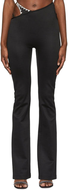 AREA Black Asymmetric Strap Flare Lounge Pants - Sangle d'asymétrique noir - 지역 블랙 비대칭 스트랩 플레어 라운지 바지