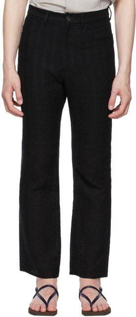 AURALEE Black Linen Leno 5P Trousers - Pantalon Lino 5P de lin noir Auralsee - Auralee Black Linen Leno 5P 바지