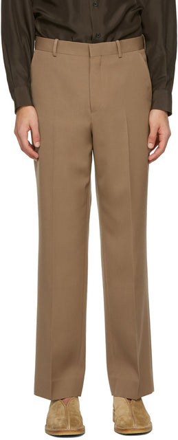 AURALEE Brown Light Wool Gabardine Trousers - Pantalon Gabardine Gabardine de laine de lumière brune Auralee - Auralee 갈색 가라지 Gabardine 바지