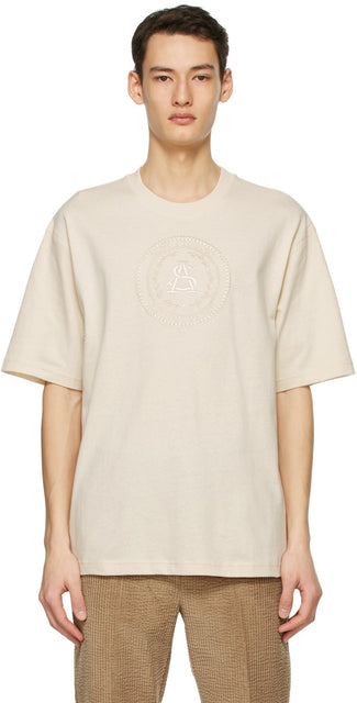 Acne Studios Beige Embroidered T-Shirt - T-shirt brodé beige Studios acné - Acne Studios Beige 수 놓은 T 셔츠