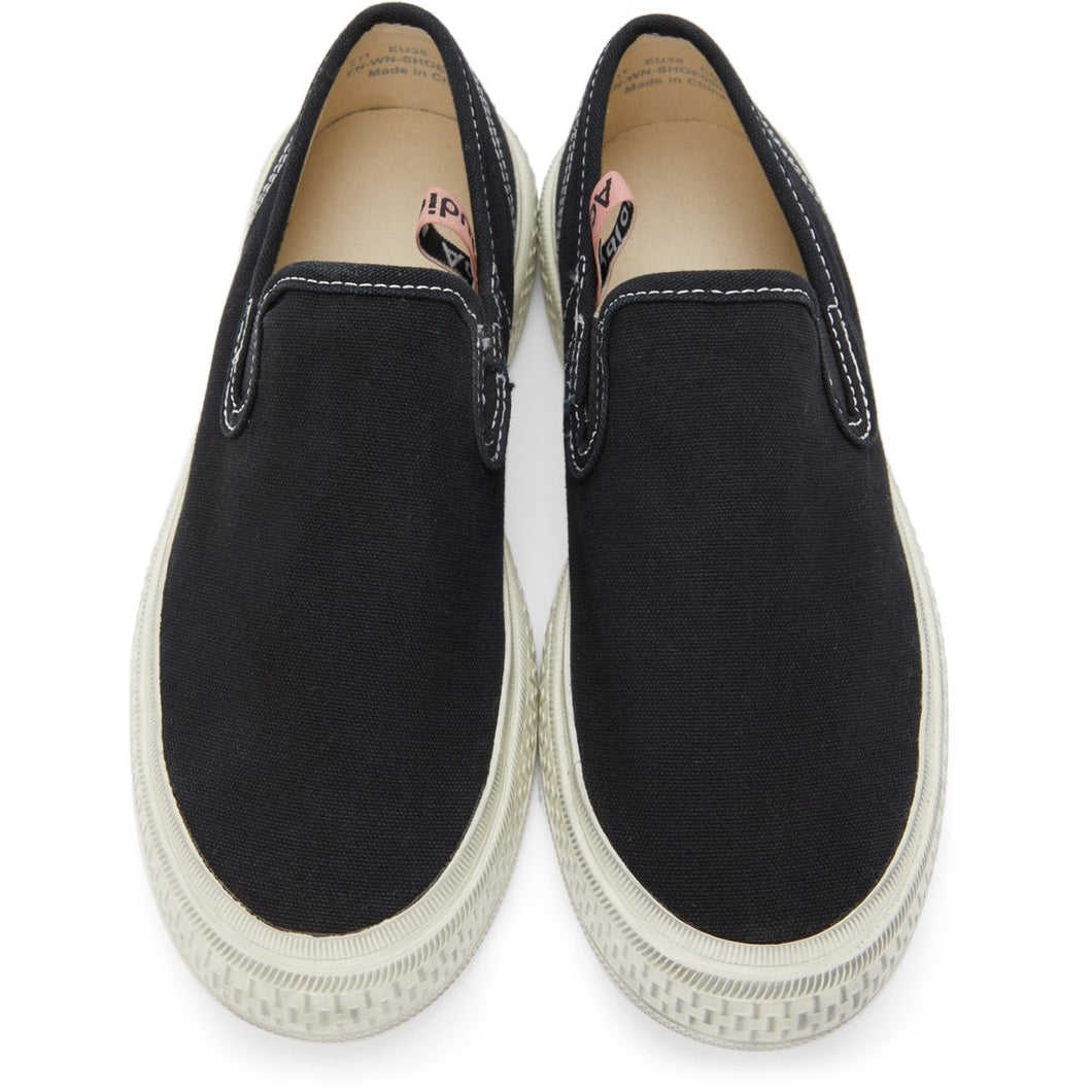 Acne Studios Black Canvas Slip-On Sneakers