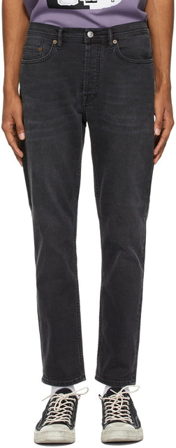 Acne Studios Black Faded Slim Tapered Jeans - Studios acné jeans coniques fanés fanés noir - 여드름 스튜디오 블랙 퇴색 한 슬림 테이퍼 진 청바지