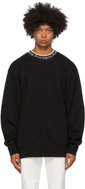 Acne Studios Black Jacquard Logo Sweatshirt - Sweat-shirt de logo Jacquard noir Studios acné - 여드름 스튜디오 블랙 자카드 로고 스웨터