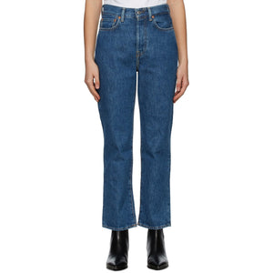 Acne Studios Blue Cropped Straight Fit Jeans - Jeune droite recadrée de l'acné des studios - 여드름 스튜디오 블루 똑 바른 똑 바른 청바지