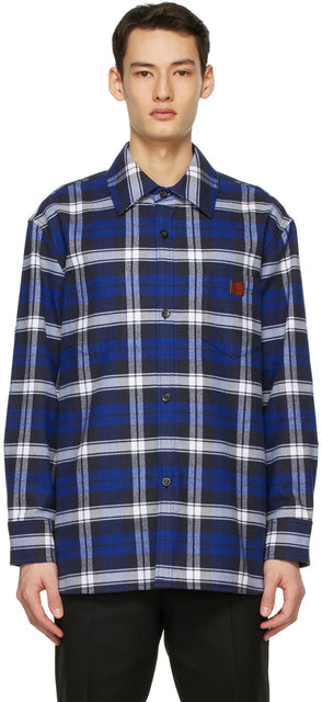Acne Studios Blue Plaid Over Shirt - Studios ACNE STUDIOS PLAID BLUE CHEMISE - 여드름 스튜디오 블루 격자 무늬 위에 셔츠입니다