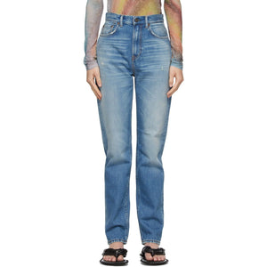 Acne Studios Blue Slim High-Rise Jeans - Jeune d'acné Studios Blue Slim Haute montée Jeans - 여드름 스튜디오 블루 슬림 하이즈 청바지