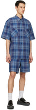 Acne Studios Blue Twill Check Shorts