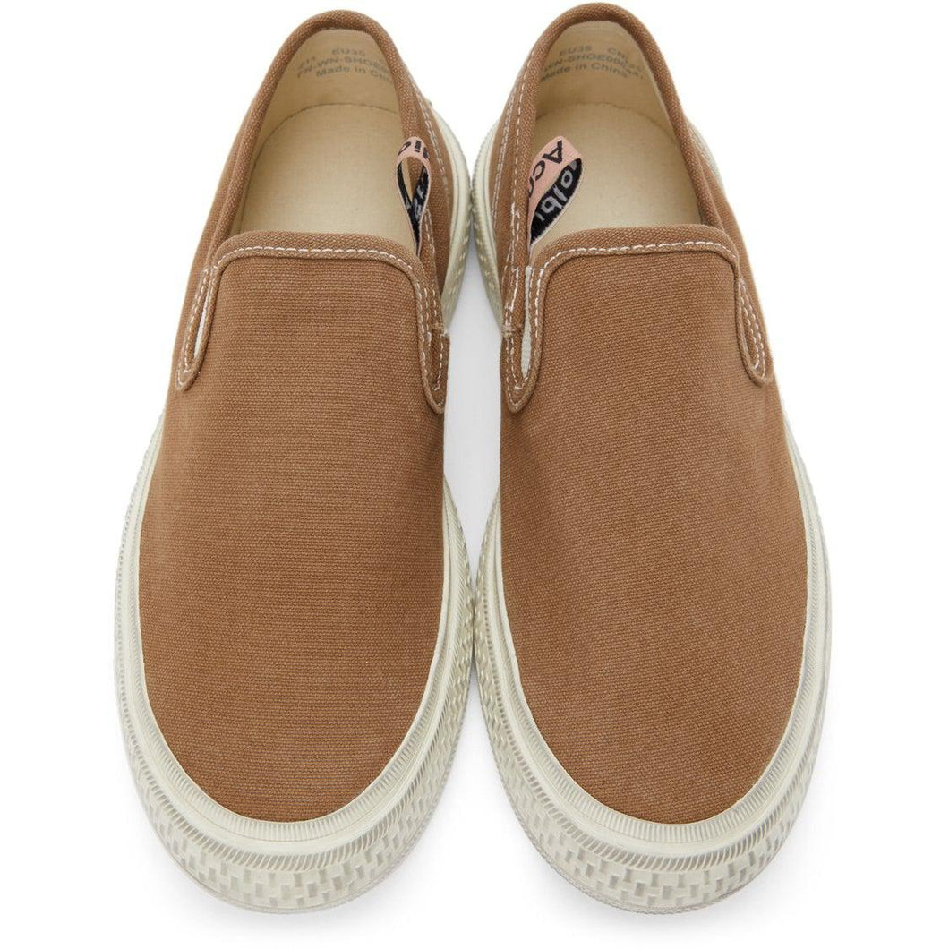 Acne Studios Brown Canvas Slip-On Sneakers