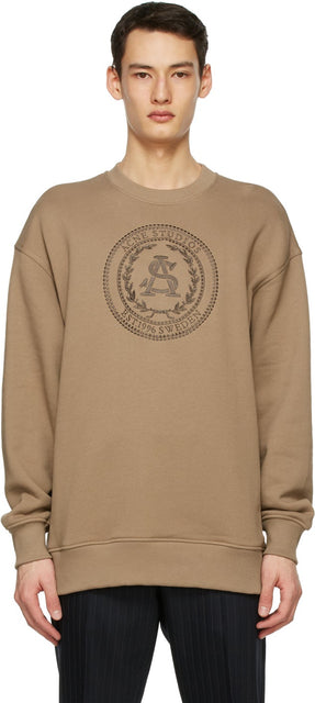 Acne Studios Brown Oversized Embroidered Sweatshirt - Sweat-shirt brodé surdimensionné surdimensionné d'acné - 여드름 스튜디오 브라운 대형 수 놓은 스웨터