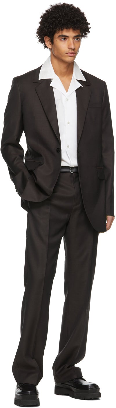 Acne Studios Burgundy Wool Slim Suit Blazer