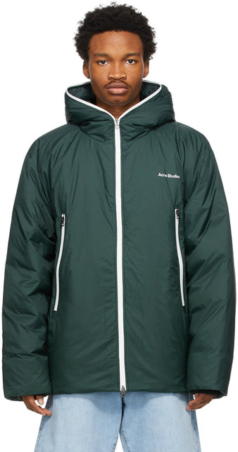 Acne Studios Green Down Hooded Jacket - Acne Studios Veste à capuche vert - 여드름 스튜디오 녹색 후드 잭 자켓