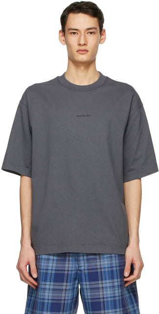 Acne Studios Grey Logo T-Shirt - T-shirt logo gris acné studios - 여드름 스튜디오 그레이 로고 티셔츠