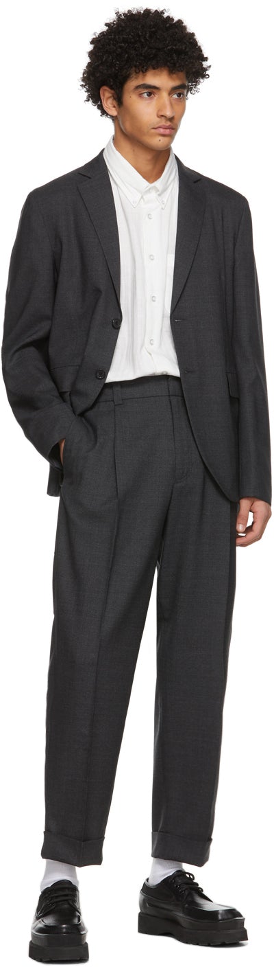 Acne Studios Grey Wool Single-Breasted Blazer