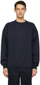 Acne Studios Navy Pink Label Sweatshirt - Sweat-shirt d'étiquette rose bleu marine de l'acné - 여드름 스튜디오 해군 핑크 라벨 스웨터