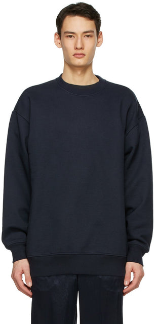 Acne Studios Navy Pink Label Sweatshirt - Sweat-shirt d'étiquette rose bleu marine de l'acné - 여드름 스튜디오 해군 핑크 라벨 스웨터