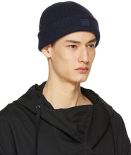 Acne Studios Navy Wool Patch Beanie