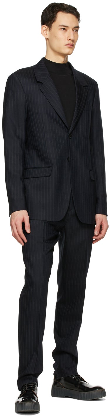 Acne Studios Navy Wool Pinstripe Blazer