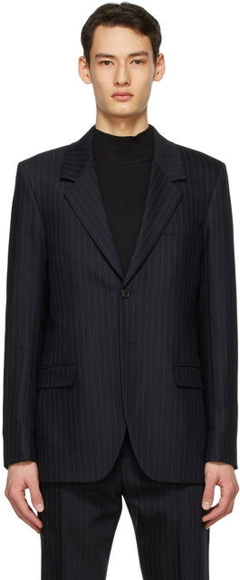 Acne Studios Navy Wool Pinstripe Blazer - ACNE STUDIOS NAVY LAINES PINSIPE BLAZER - 여드름 스튜디오 해군 양모 핀 스트라이프 블레이저