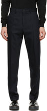 Acne Studios Navy Wool Pinstripe Trousers - Pantalon pinstre de laine de laine de laine de la marine acné - 여드름 스튜디오 해군 양모 핀 스트라이프 바지