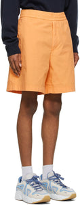 Acne Studios Orange Twill Embroidered Logo Shorts