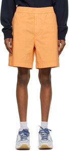 Acne Studios Orange Twill Embroidered Logo Shorts - Acné Studios Orange Twill brodé logo short - Acne Studios 오렌지 능 직물 수 놓은 로고 반바지