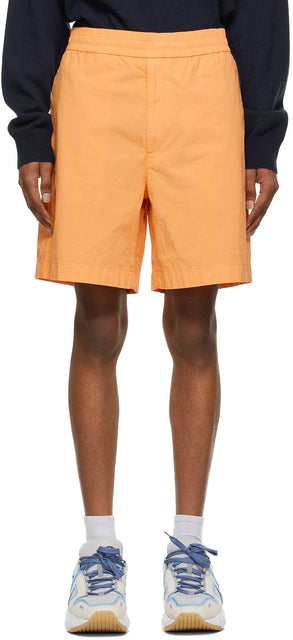 Acne Studios Orange Twill Embroidered Logo Shorts - Acné Studios Orange Twill brodé logo short - Acne Studios 오렌지 능 직물 수 놓은 로고 반바지