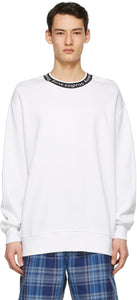 Acne Studios White Jacquard Logo Sweatshirt - Sweat-shirt de logo Jacquard blanc Jacquard blanc - 여드름 스튜디오 화이트 자카드 로고 스웨터