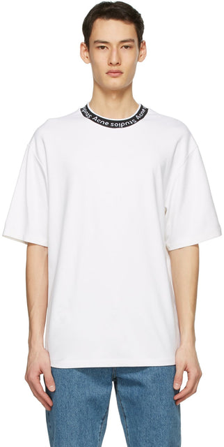 Acne Studios White Jacquard Logo T-Shirt - T-shirt de logo Jacquard blanc d'acné Studios - 여드름 스튜디오 화이트 자카드 로고 티셔츠