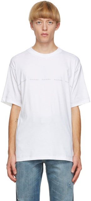 Acne Studios White Logo Print T-Shirt - T-shirt imprimé logo blanc d'acné studios - Acne Studios 화이트 로고 인쇄 티셔츠