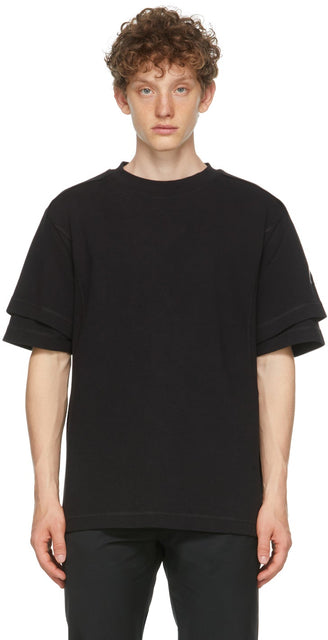 Affix Black Heavy Jersey Dual Sleeve T-Shirt - T-shirt à double manche de jersey lourd noir d'affixe - 첨부 검정색 무거운 저지 듀얼 슬리브 티셔츠