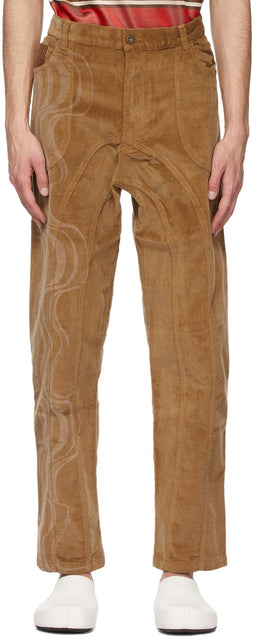 Ahluwalia SSENSE Exclusive Brown Corduroy Joy Trousers - Ahluwalia Ssense Exclusive Brown Joy Trousers - Ahluwalia Ssense 독점적 인 갈색 코듀로이 기쁨 바지