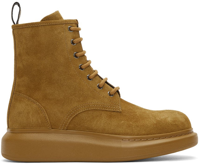 Alexander McQueen Beige Suede Lace-Up Boots - Bottes de lacets en daim beige Alexander McQueen - 알렉산더 맥퀸 베이지 스웨이드 레이스 업 부츠