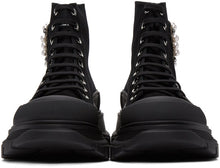Alexander McQueen Black Canvas Pearl Tread Slick Boots
