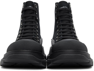 Alexander McQueen Black Canvas Tread Slick Boots
