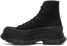 Alexander McQueen Black Canvas Tread Slick Boots
