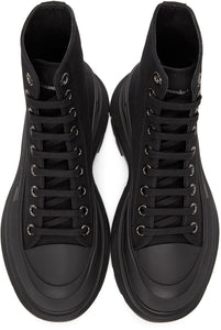 Alexander McQueen Black Canvas Tread Slick Boots