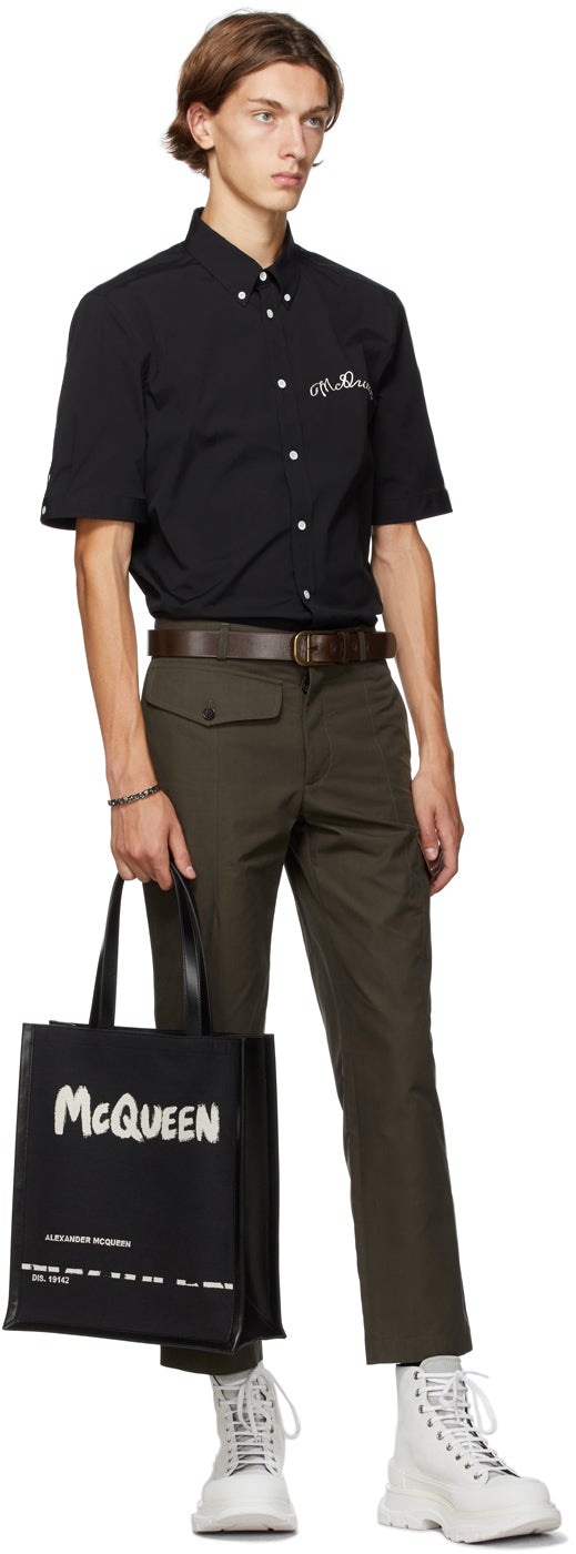 Alexander McQueen Black Embroidered Logo Shirt