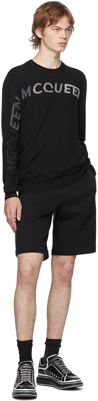 Alexander McQueen Black Graffiti Hybrid Shorts