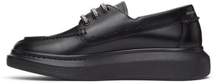 Alexander McQueen Black Leather Boat Shoes